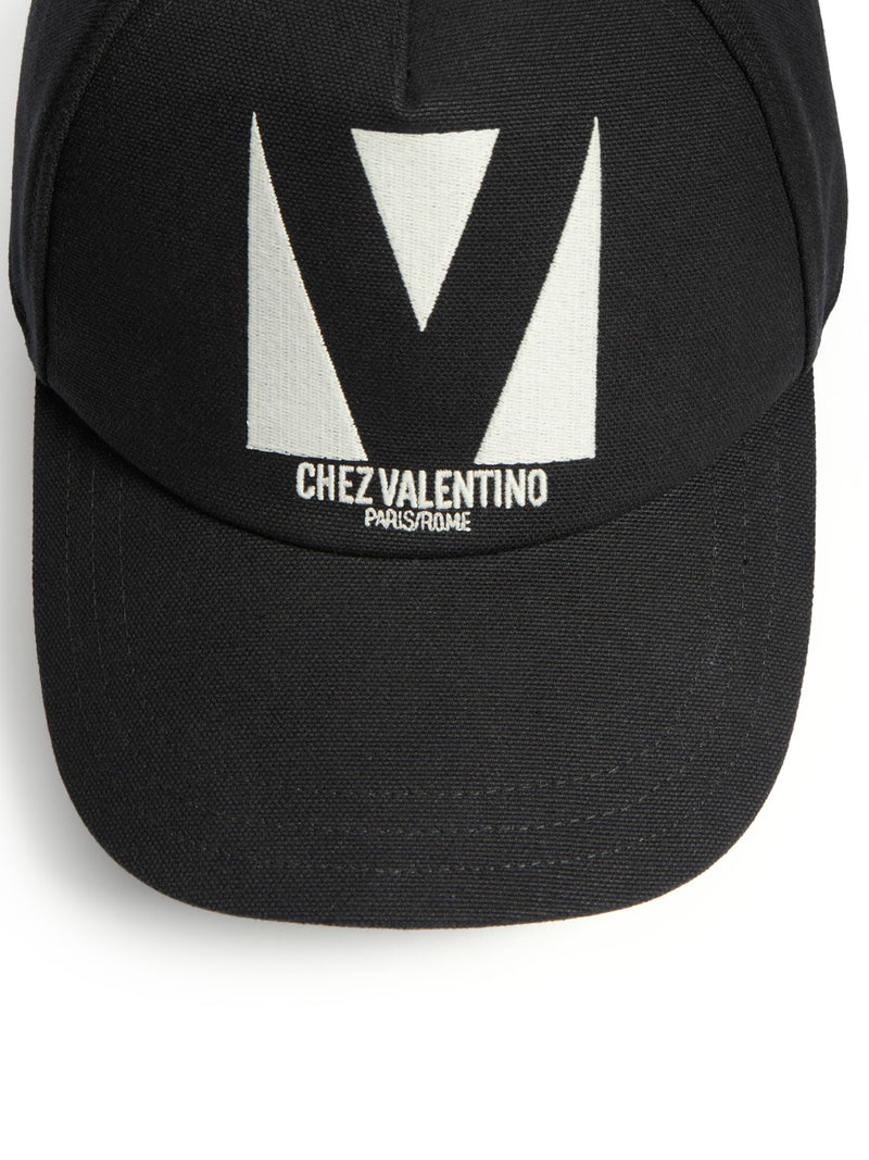 CHEZ VALENTINO COTTON BASEBALL CAP WITH EMBROIDERY