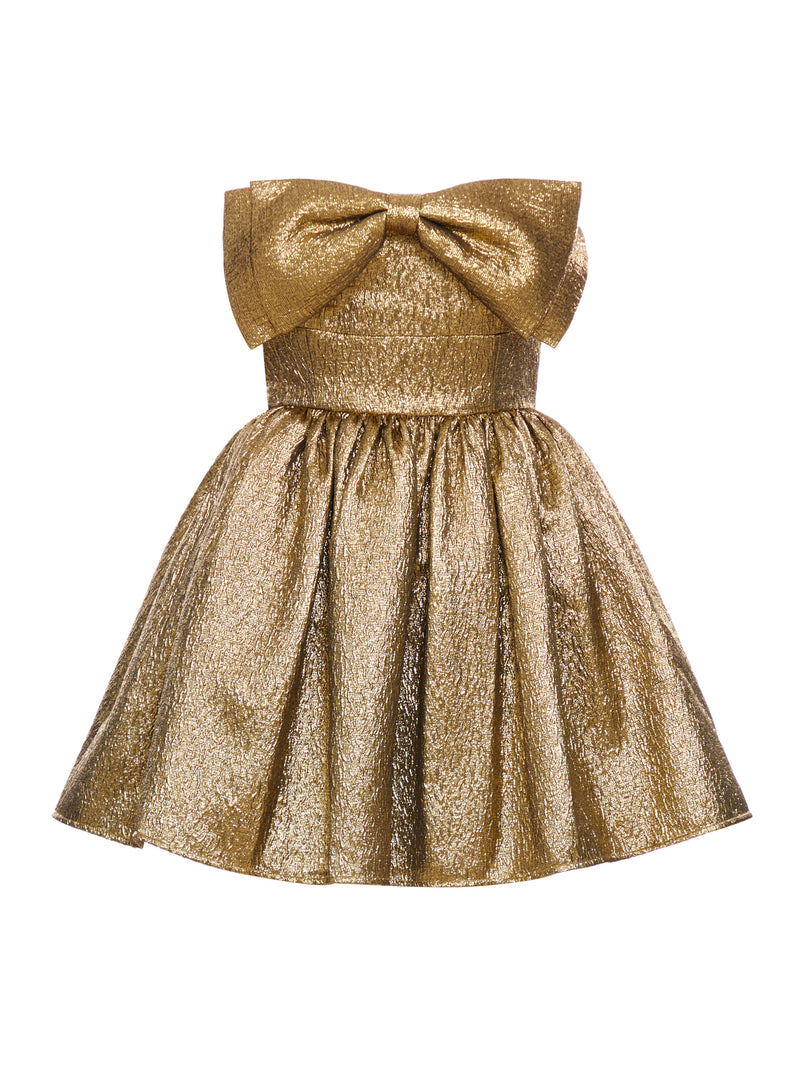 GOLD METALLIC JACQUARD MINI DRESS