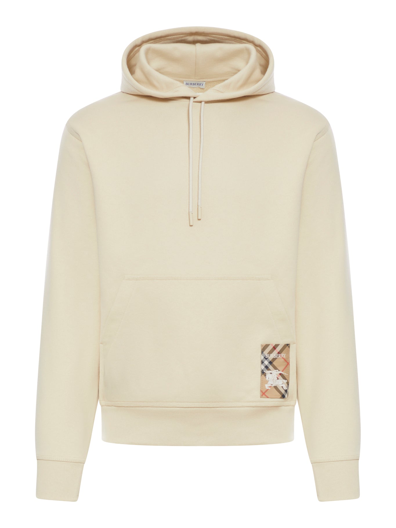 COTTON HOODIE WITH CHECK LABEL