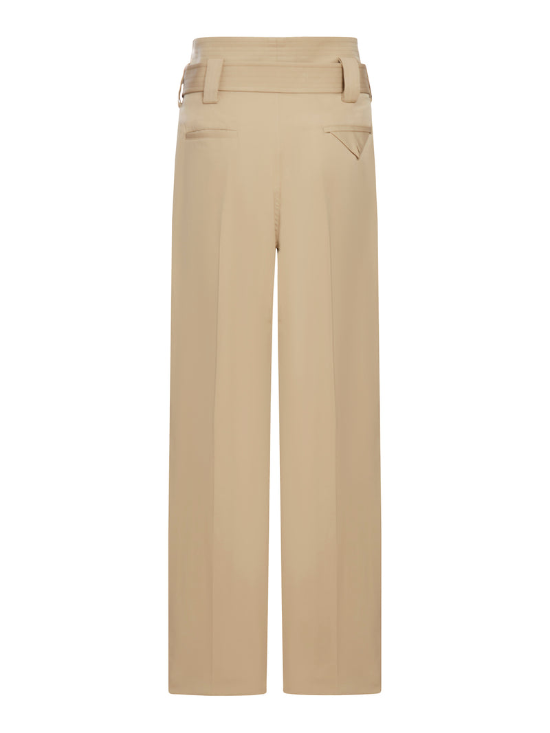 Gabardine trousers with belt