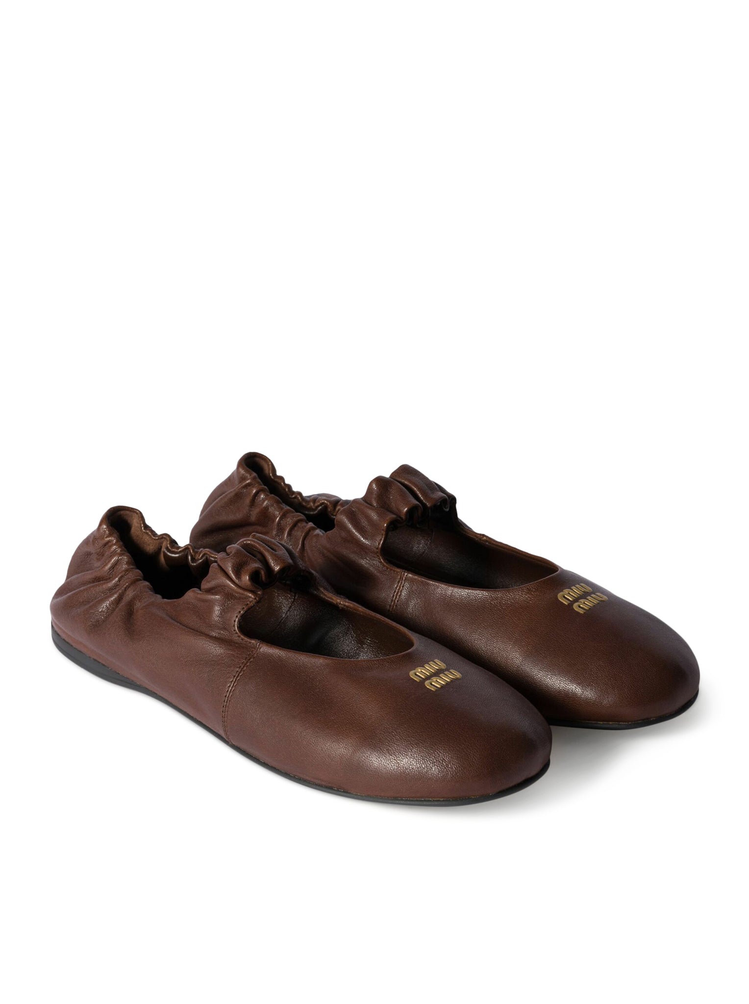 LEATHER BALLERINAS WITH LOGO