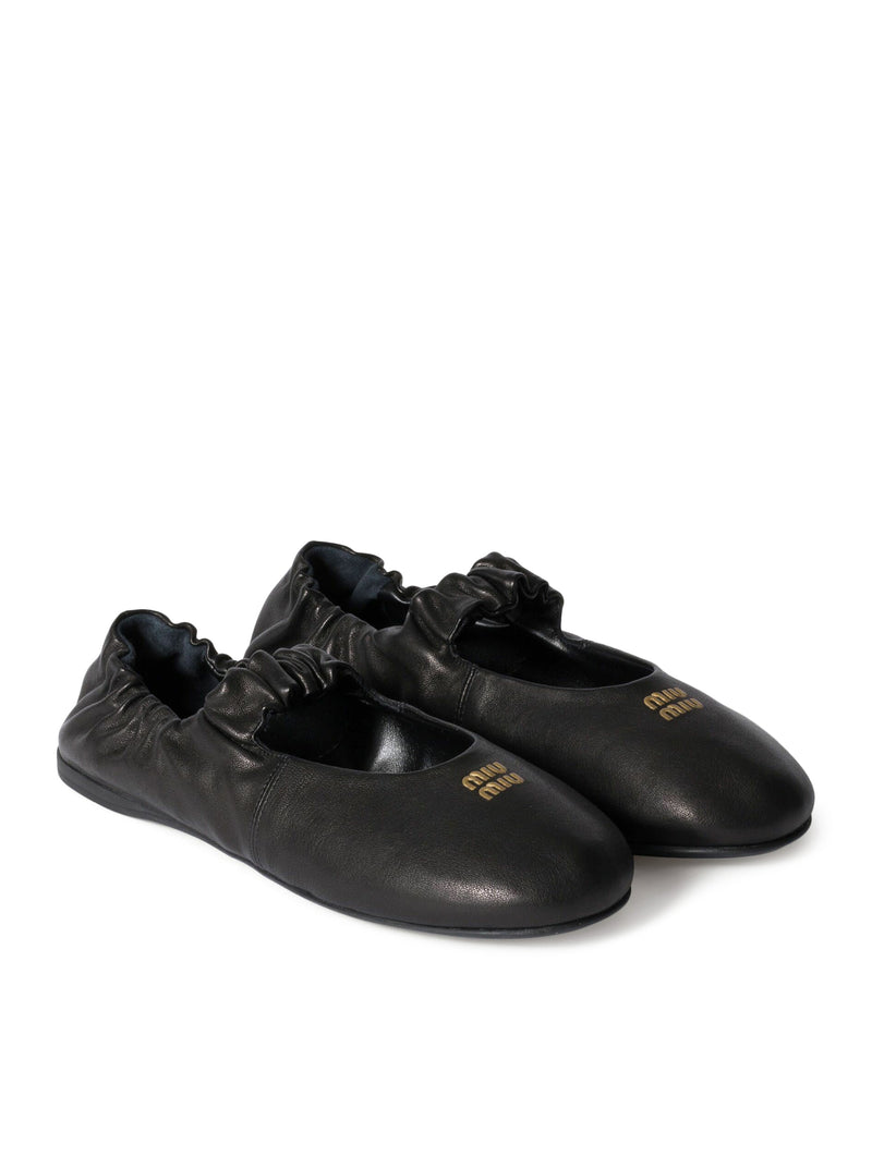 LEATHER BALLERINAS WITH LOGO