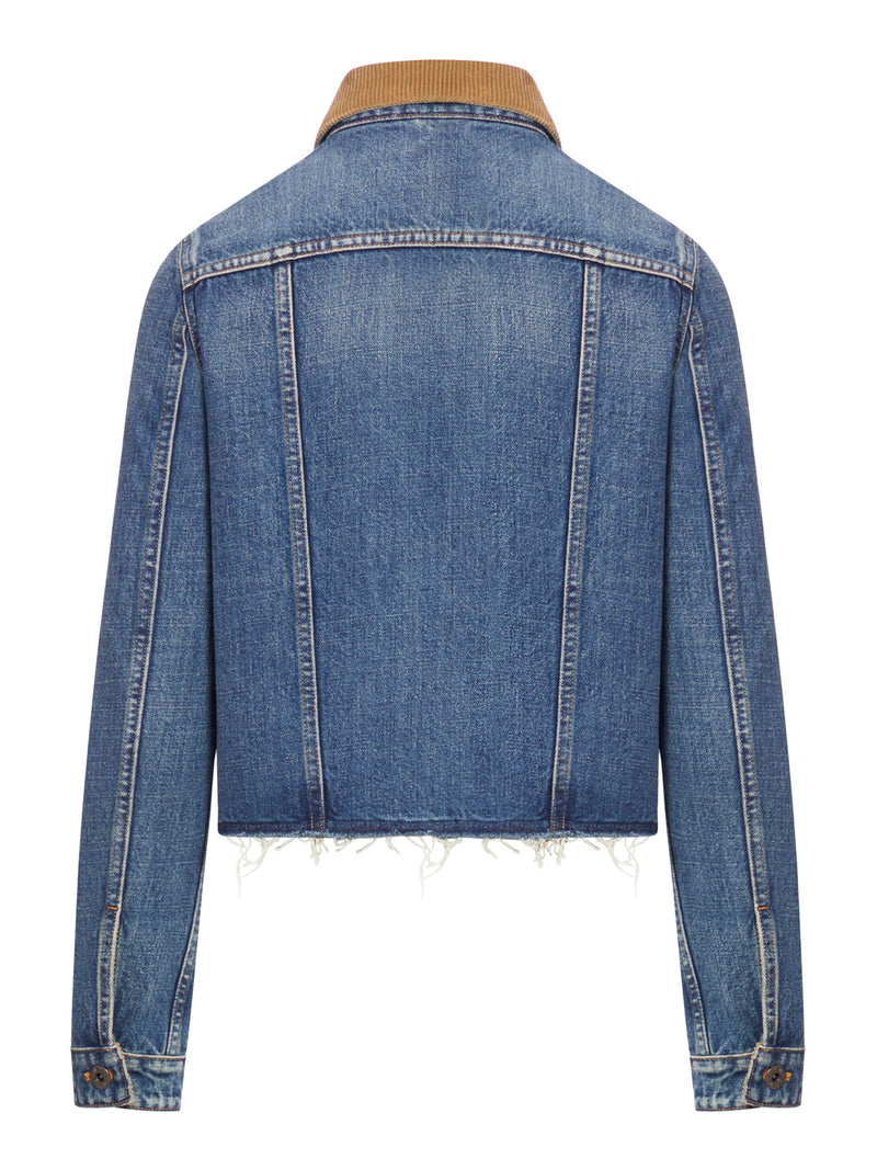 DENIM JACKET WITH VELVET COLLAR