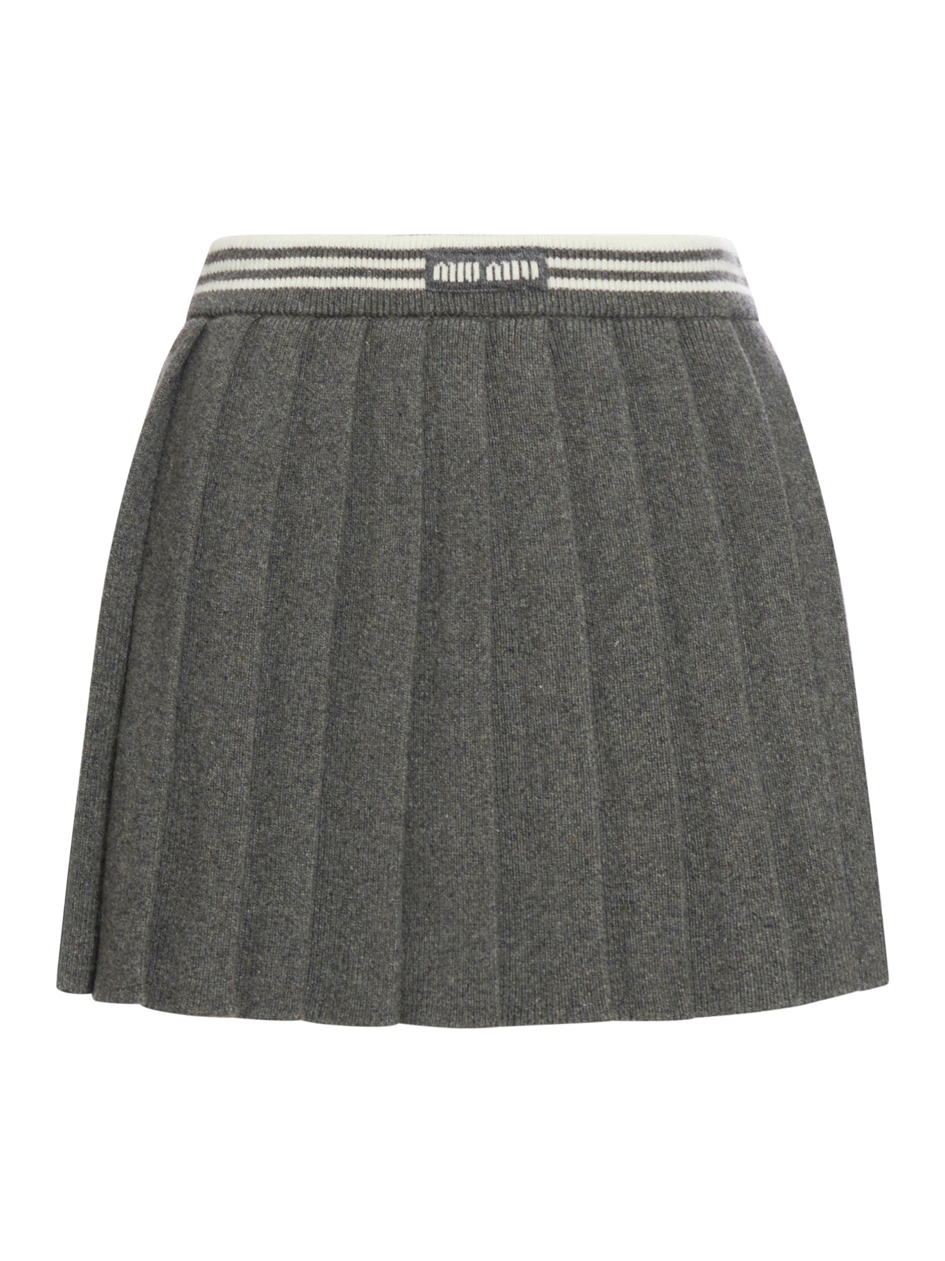 PLEATED WOOL AND CASHMERE SKIRT