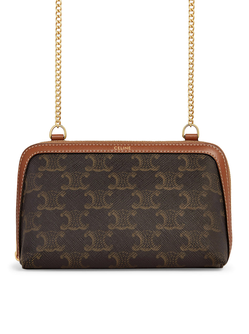 TRIOMPHE CANVAS AND LAMBSKIN CLUTCH WITH CHAIN – Suit Negozi Row