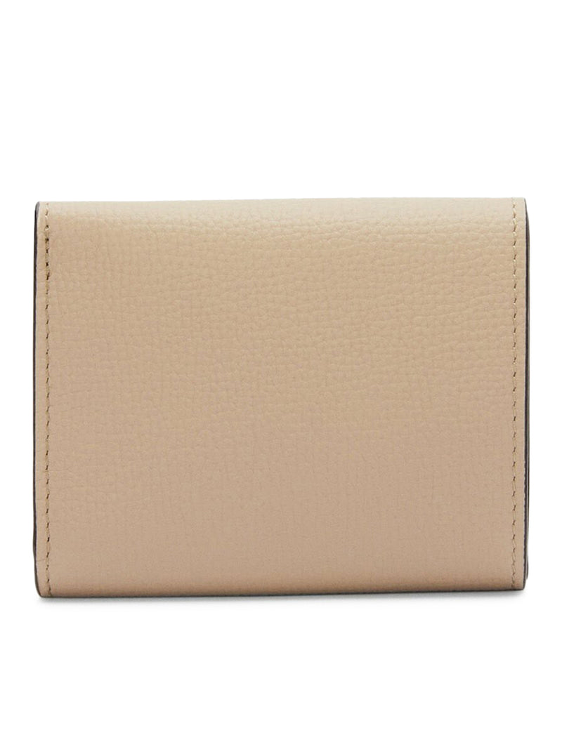 Anagram trifold wallet in pebble grain calfskin