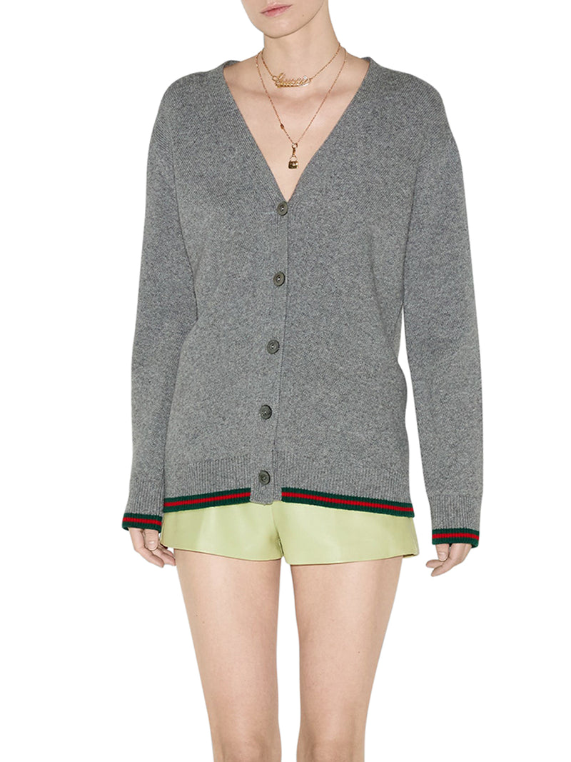 WOOL AND CASHMERE CARDIGAN WITH WEB