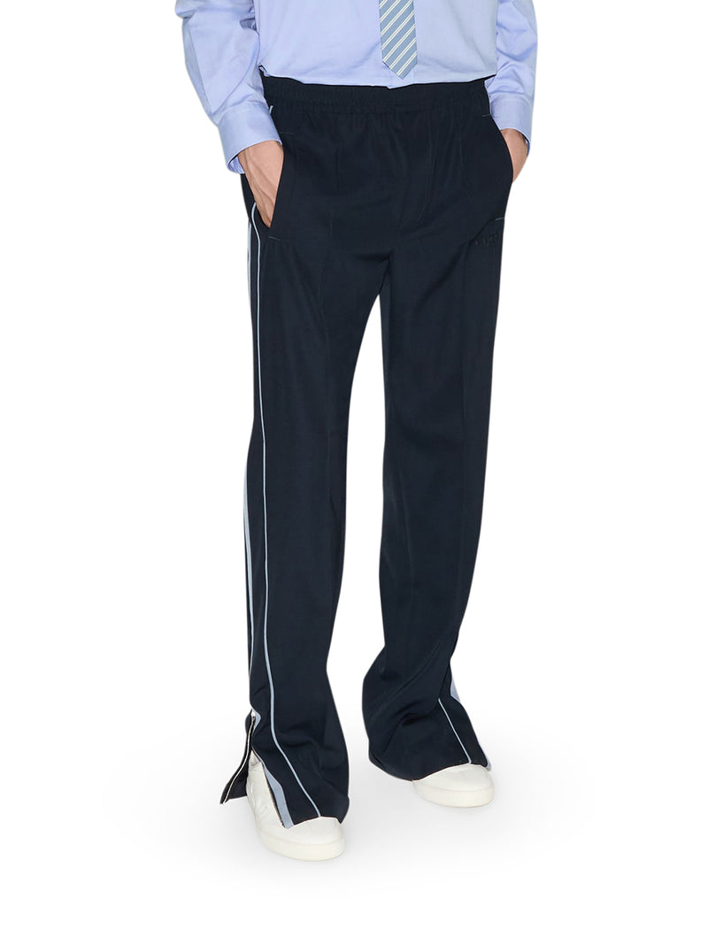 WOOL TWILL EMBROIDERED TROUSERS