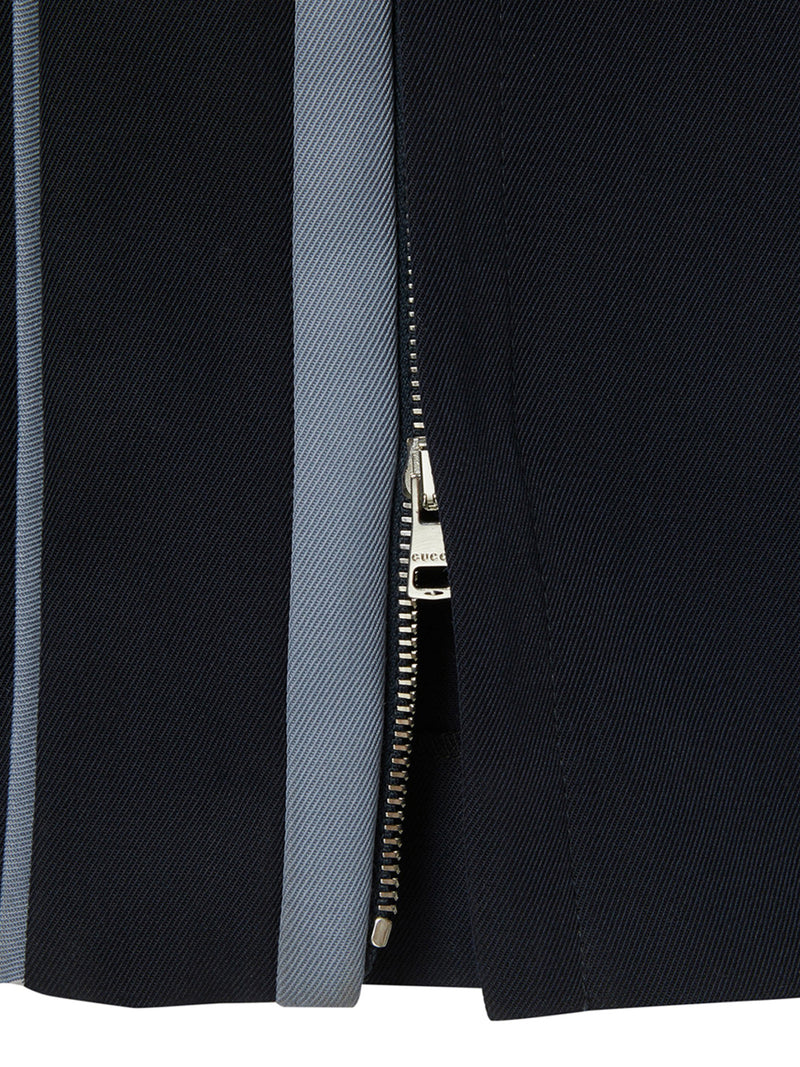 WOOL TWILL EMBROIDERED TROUSERS