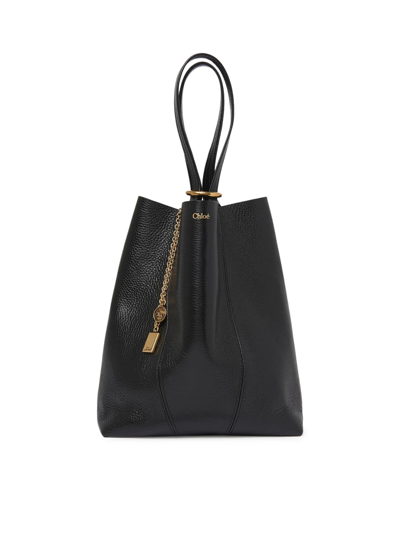 CHLOÉ SPIN TOTE BAG IN GRANATE LEATHER