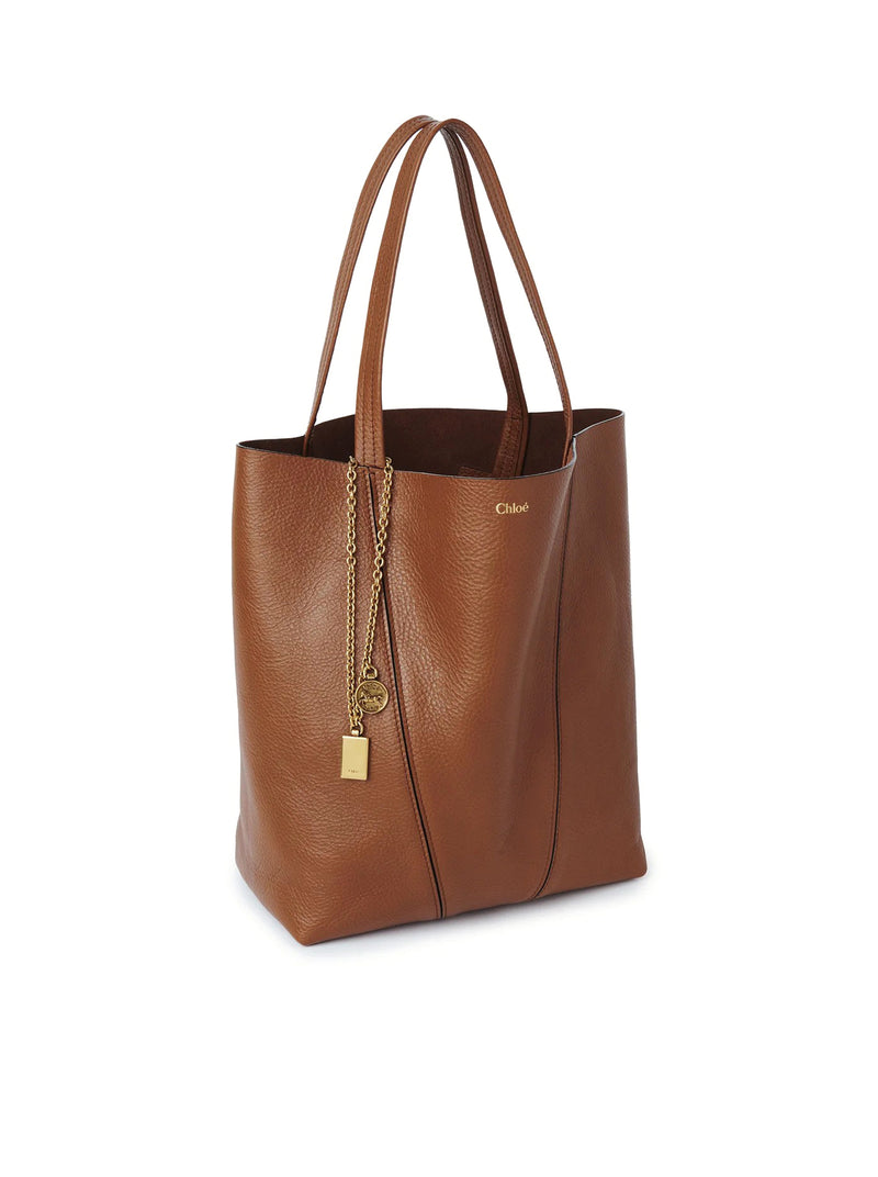 CHLOÉ SPIN TOTE BAG IN GRANATE LEATHER