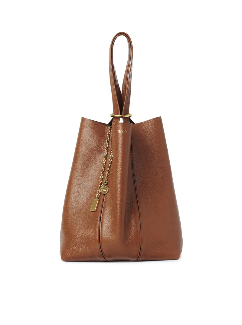 CHLOÉ SPIN TOTE BAG IN GRANATE LEATHER