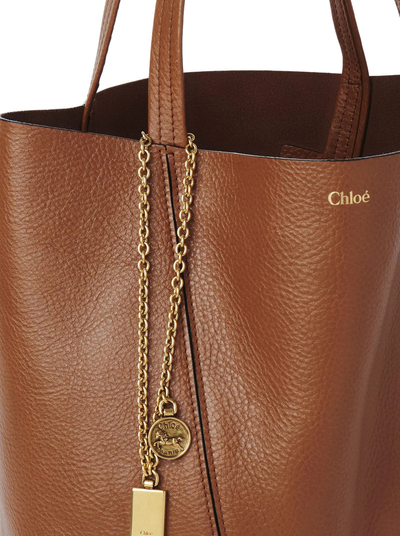 CHLOÉ SPIN TOTE BAG IN GRANATE LEATHER