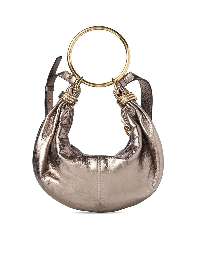 BRACELET HOBO BAG SMALL IN METALLIC LEATHER