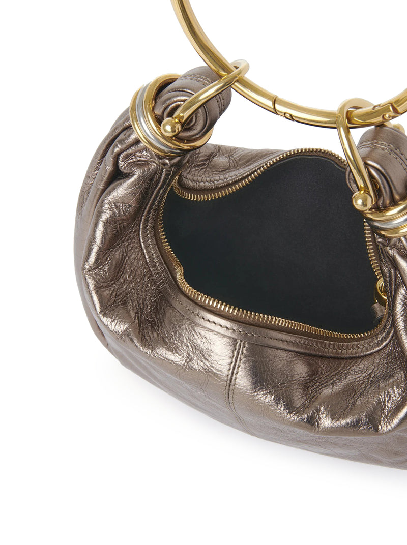 BRACELET HOBO BAG SMALL IN METALLIC LEATHER