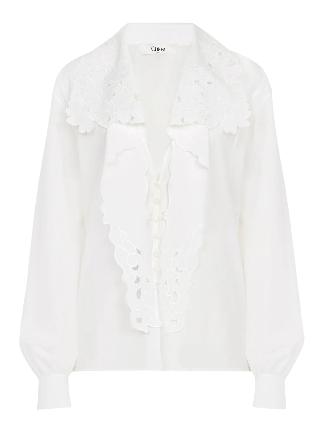 SHIRT EMBROIDERED WITH COTTON POPLIN LAVALLIÈRE