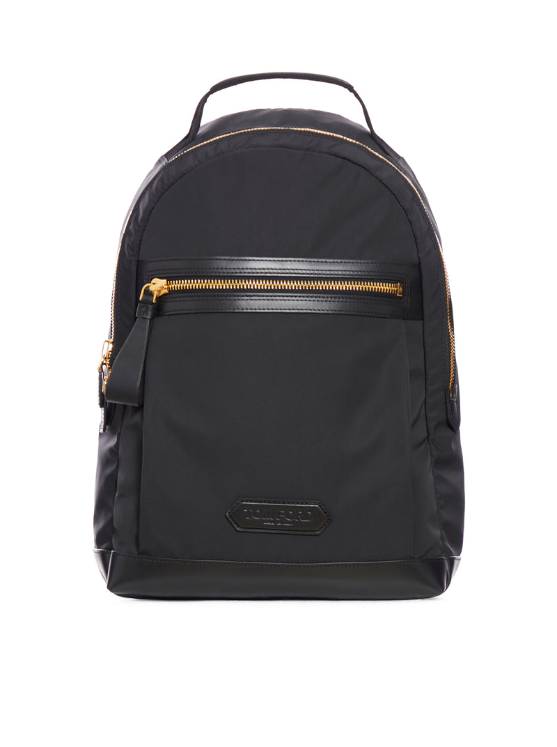 NYLON BACKPACK WITH LEATHER INSERTS