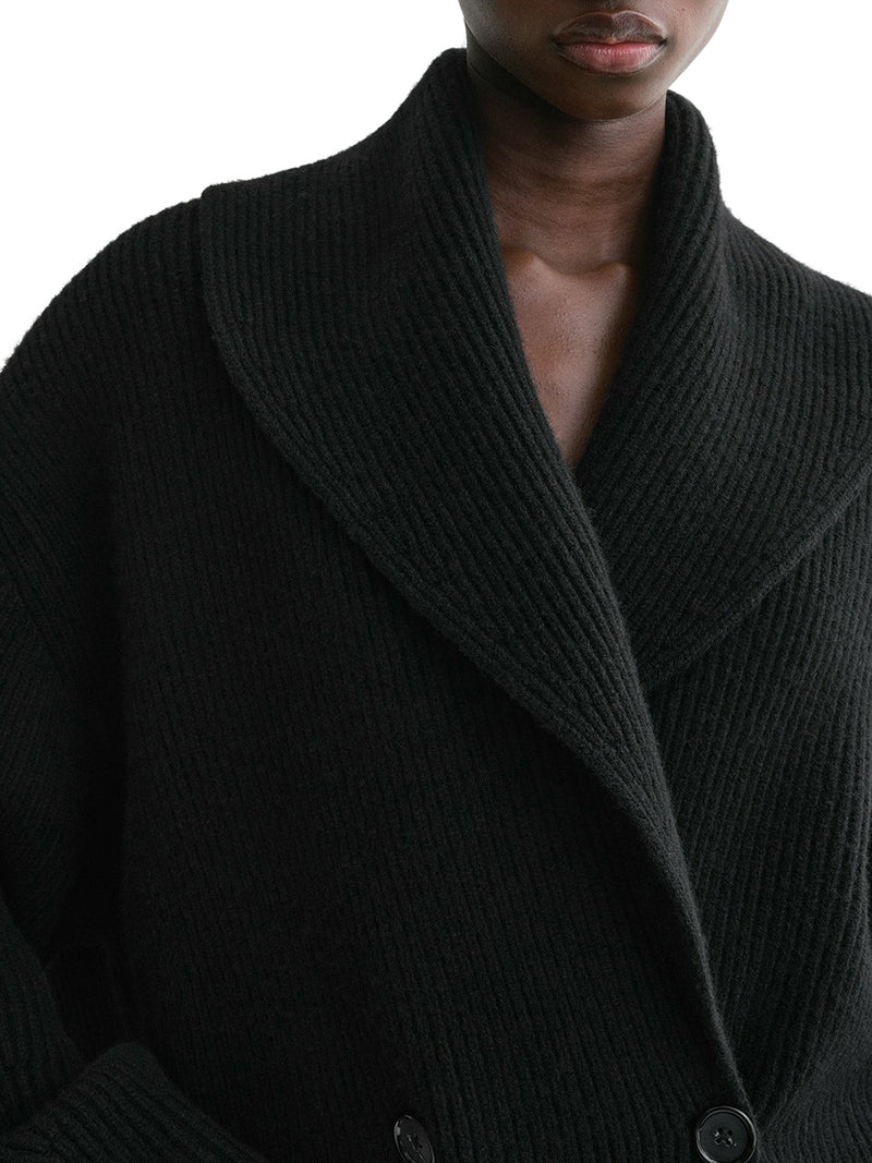 Shawl-lapel cardigan black