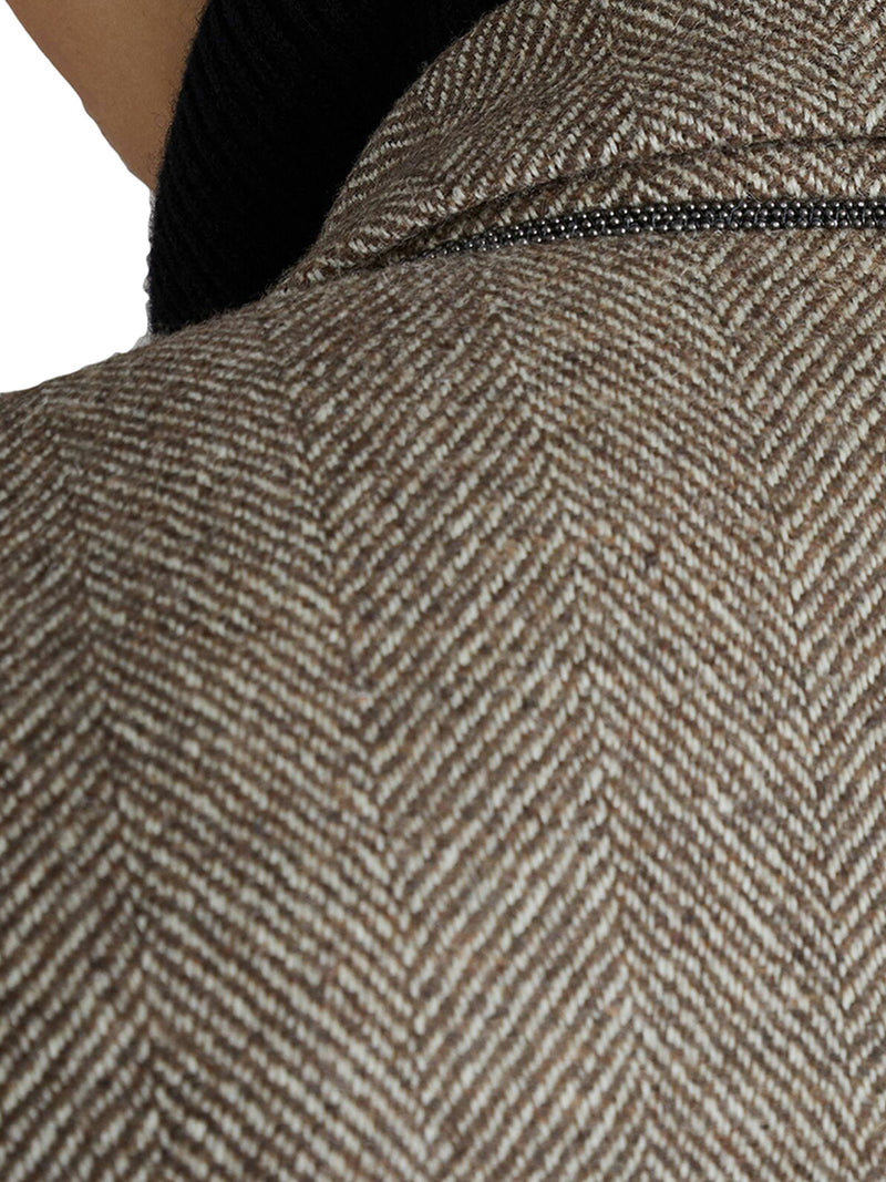 double-breasted herringbone blazer