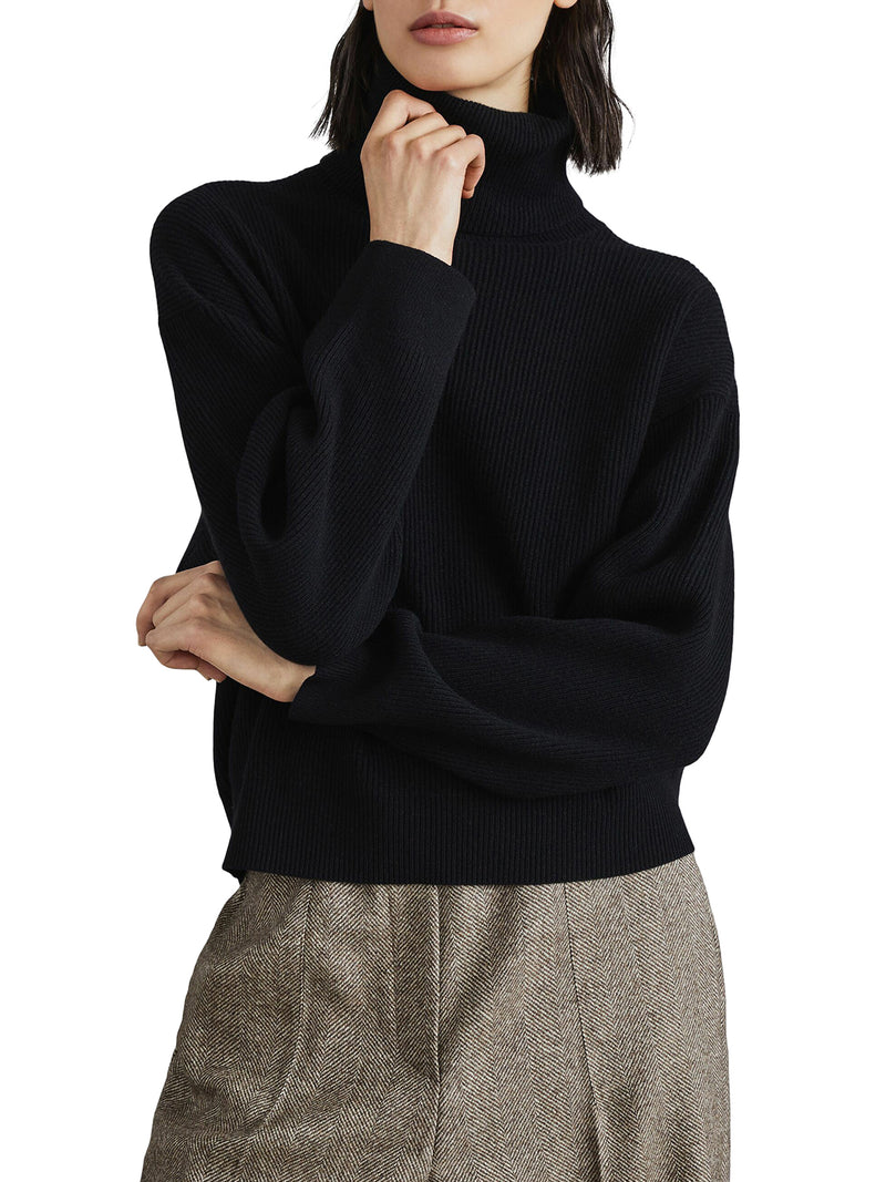 roll-neck ribbed jumper