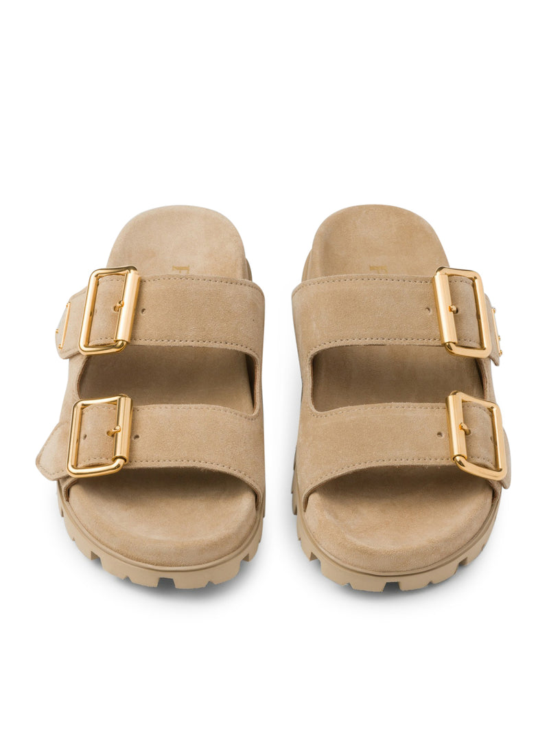 SUEDE SLIDER SANDALS