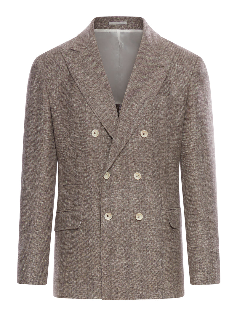 DOUBLE BREASTED BLAZER IN LINEN, WOOL AND SILK