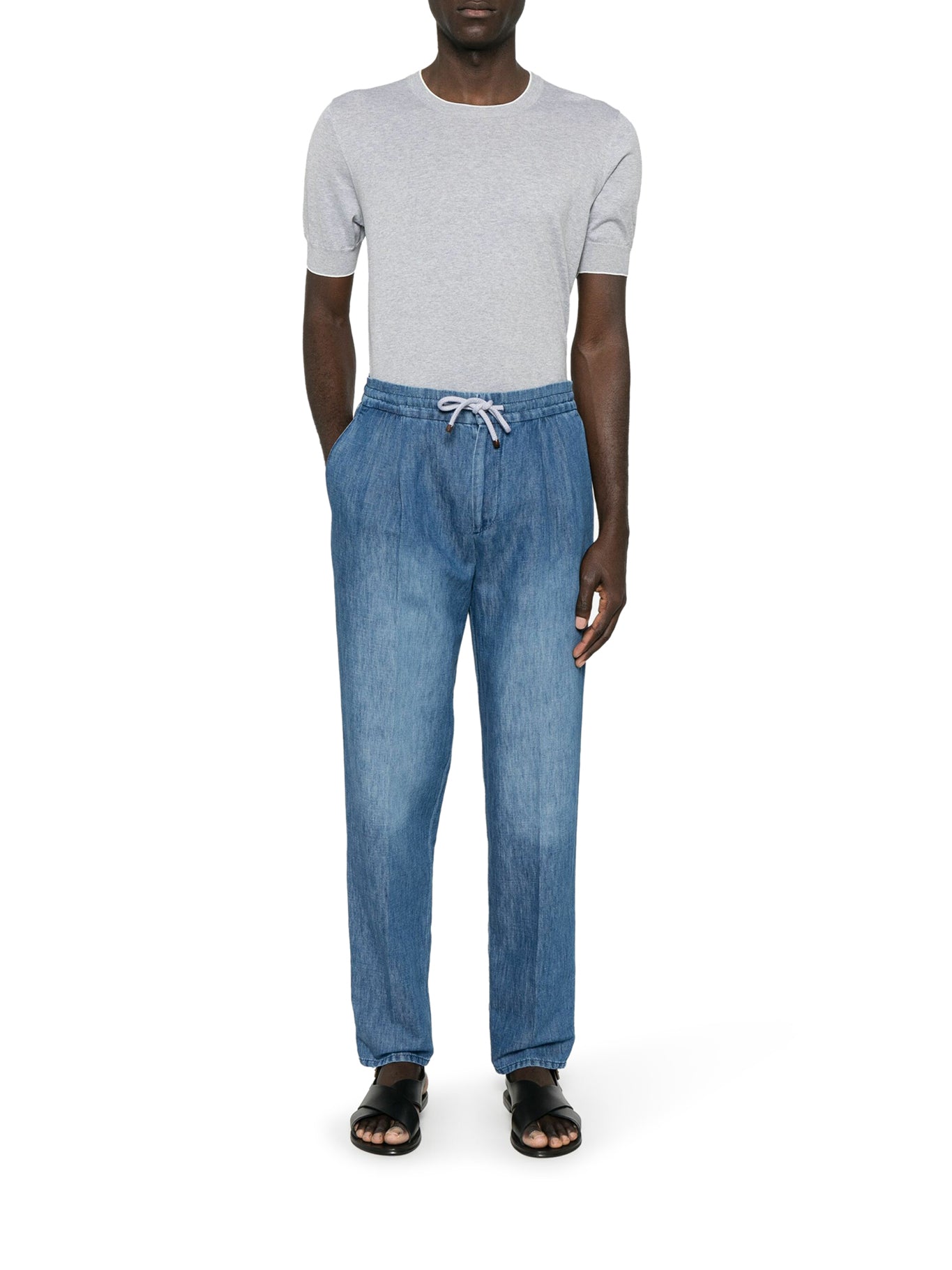 COTTON AND LINEN DRESSED JEANS