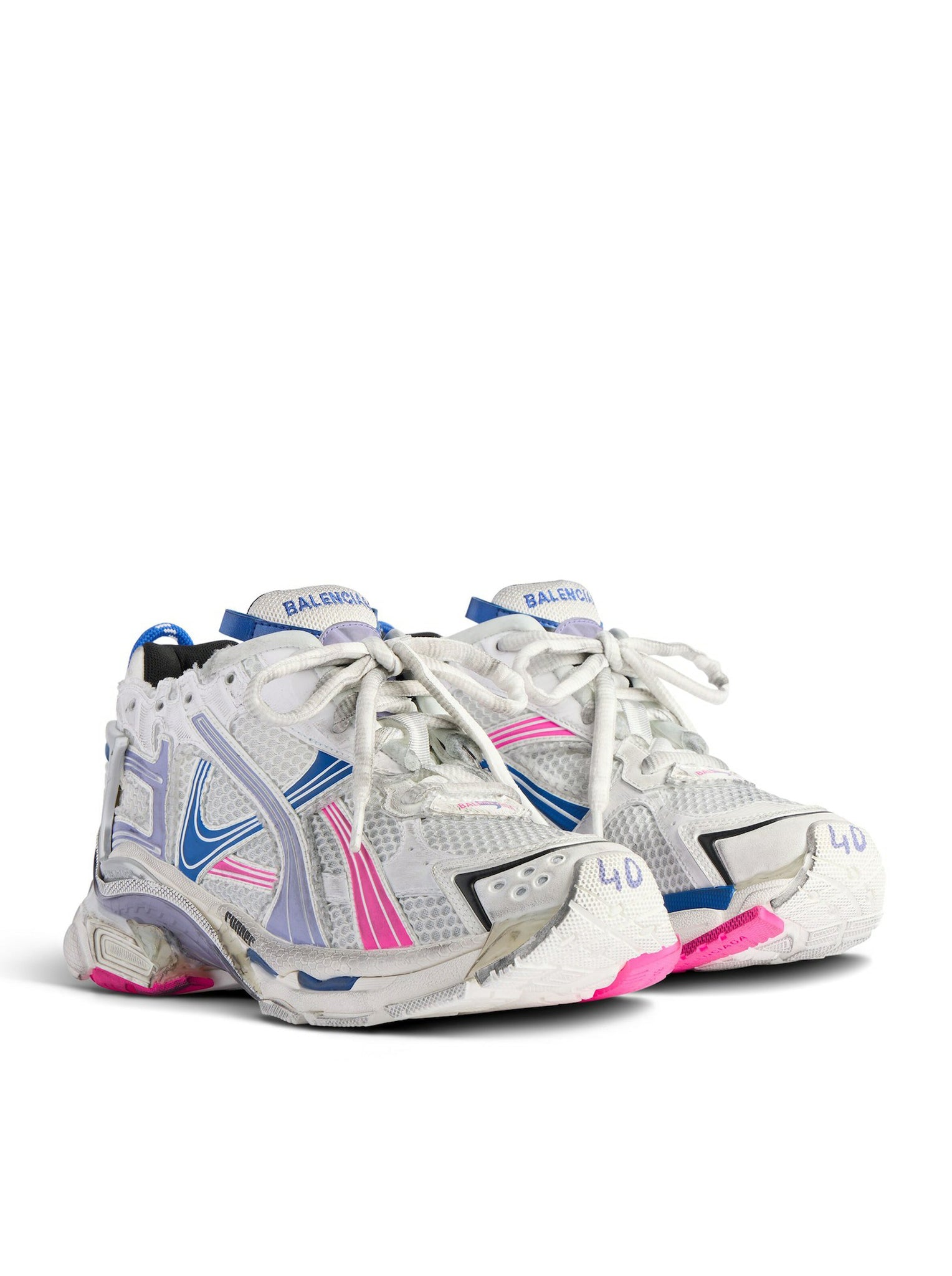 WOMEN`S RUNNER SNEAKER IN WHITE/LILAC/NEON PINK/NAVY