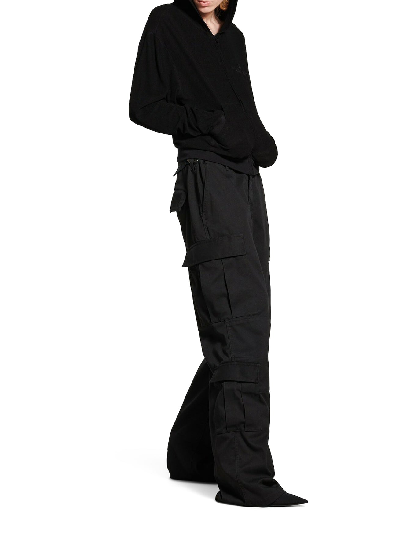 WOMEN`S CARGO PANTS REGULAR FIT IN BLACK