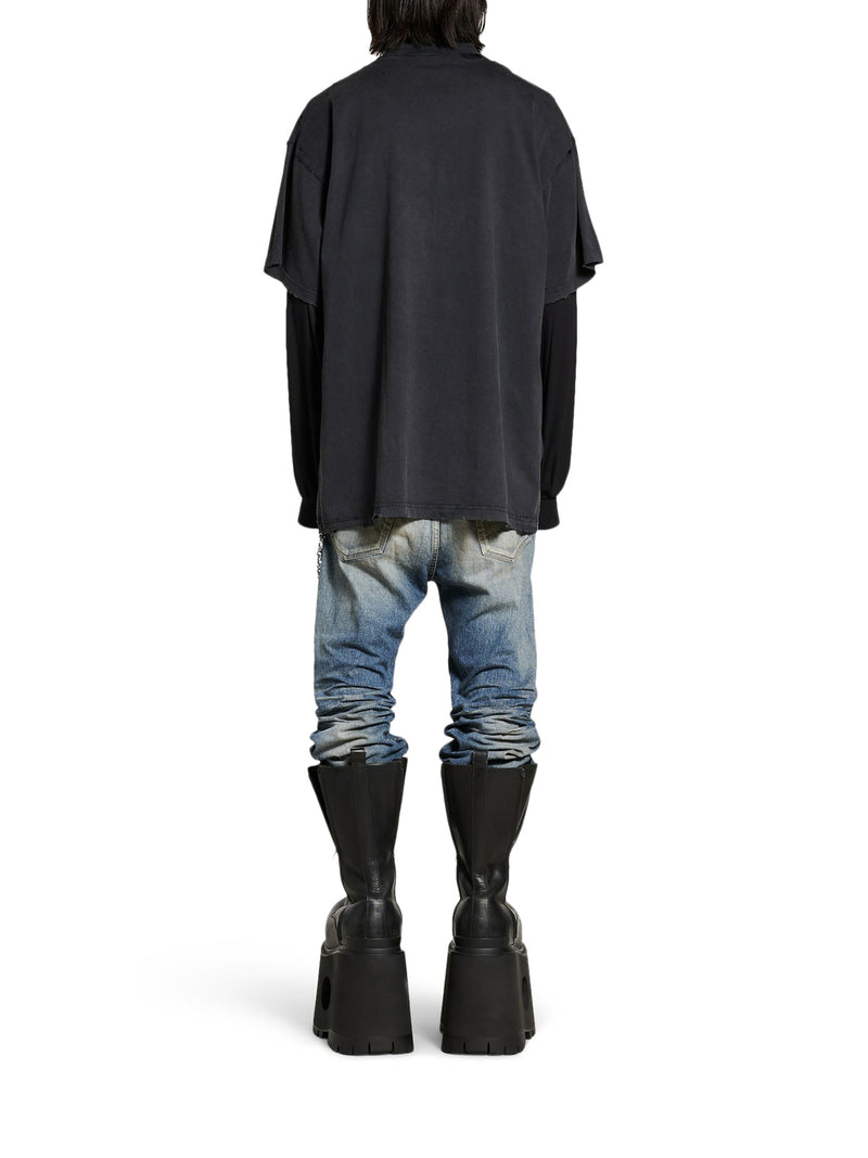 3B LIQUEFIED OVERSIZE MEN`S T-SHIRT IN BLACK/GREY