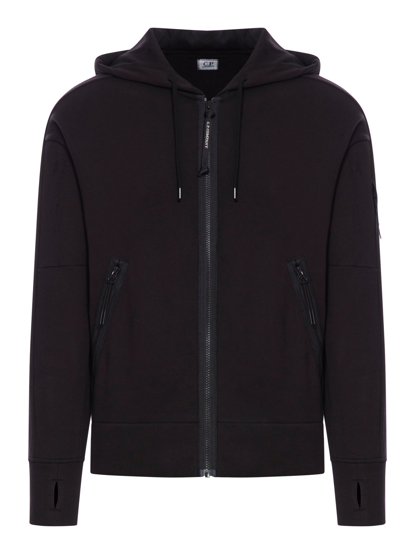 DIAGONAL RAISED FLEECE FULL ZIP HOODED SWEATSHIRT