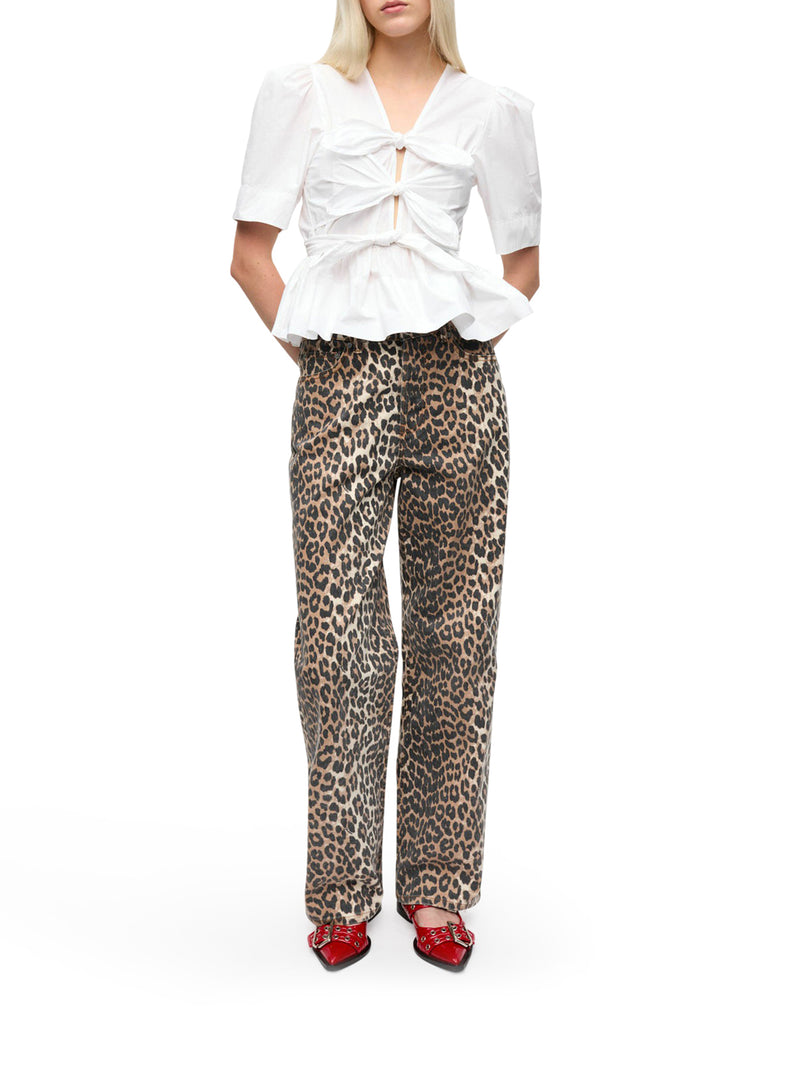 WHITE WASHED STRETCH COTTON TIE STRAP BLOUSE