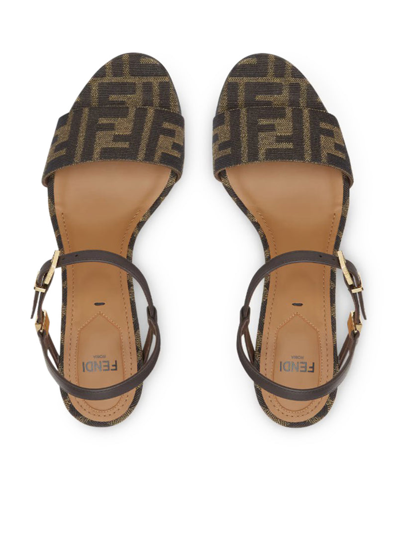 DELFINA MEDIUM HEEL SANDALS IN FF JACQUARD