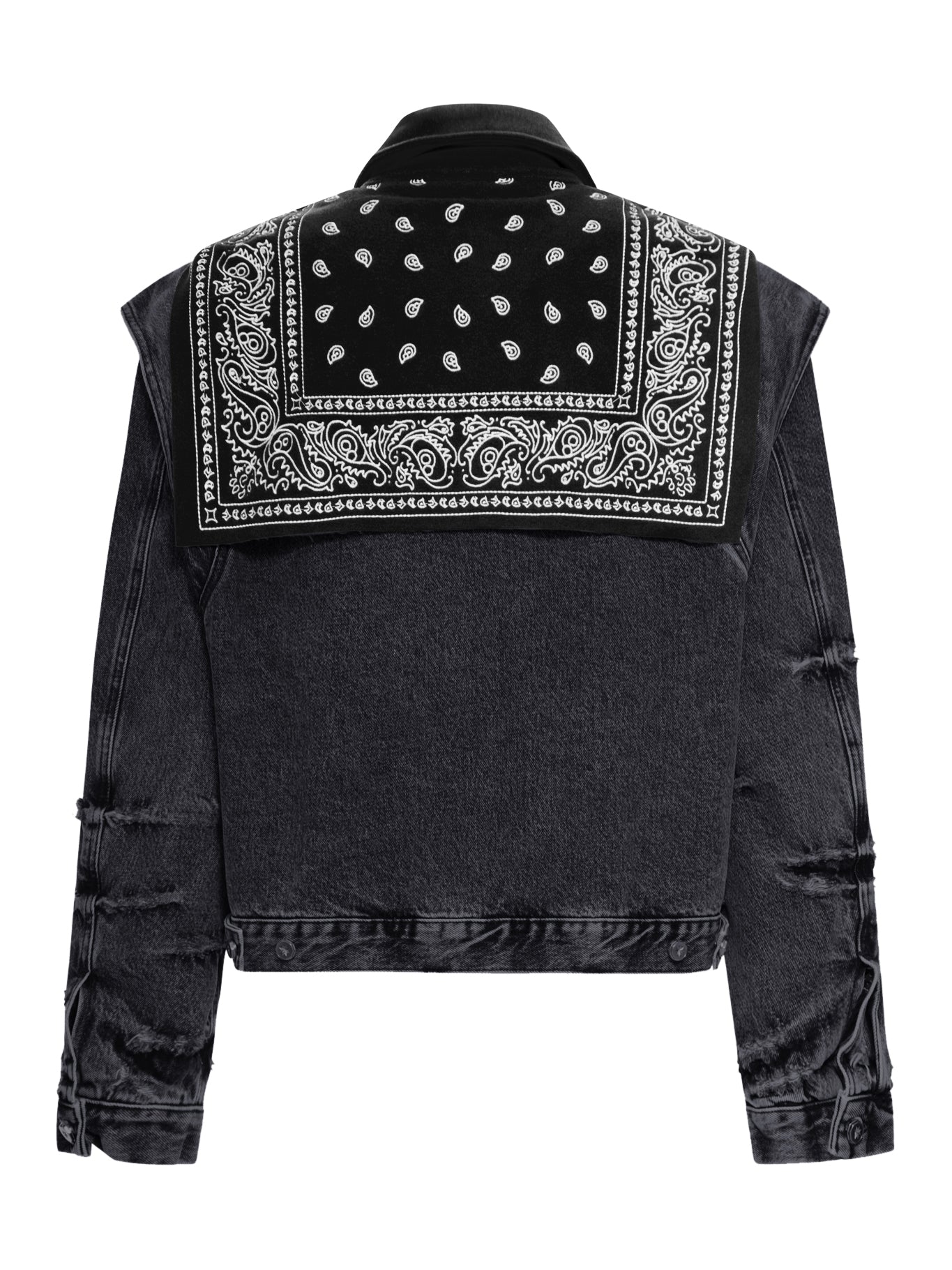 DENIM CAPE JACKET WITH BANDANA EFFECT