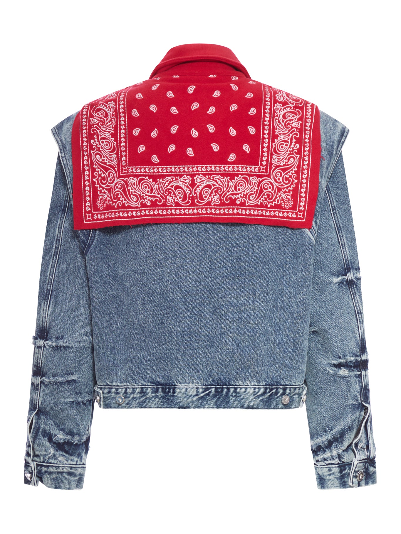 DENIM CAPE JACKET WITH BANDANA EFFECT