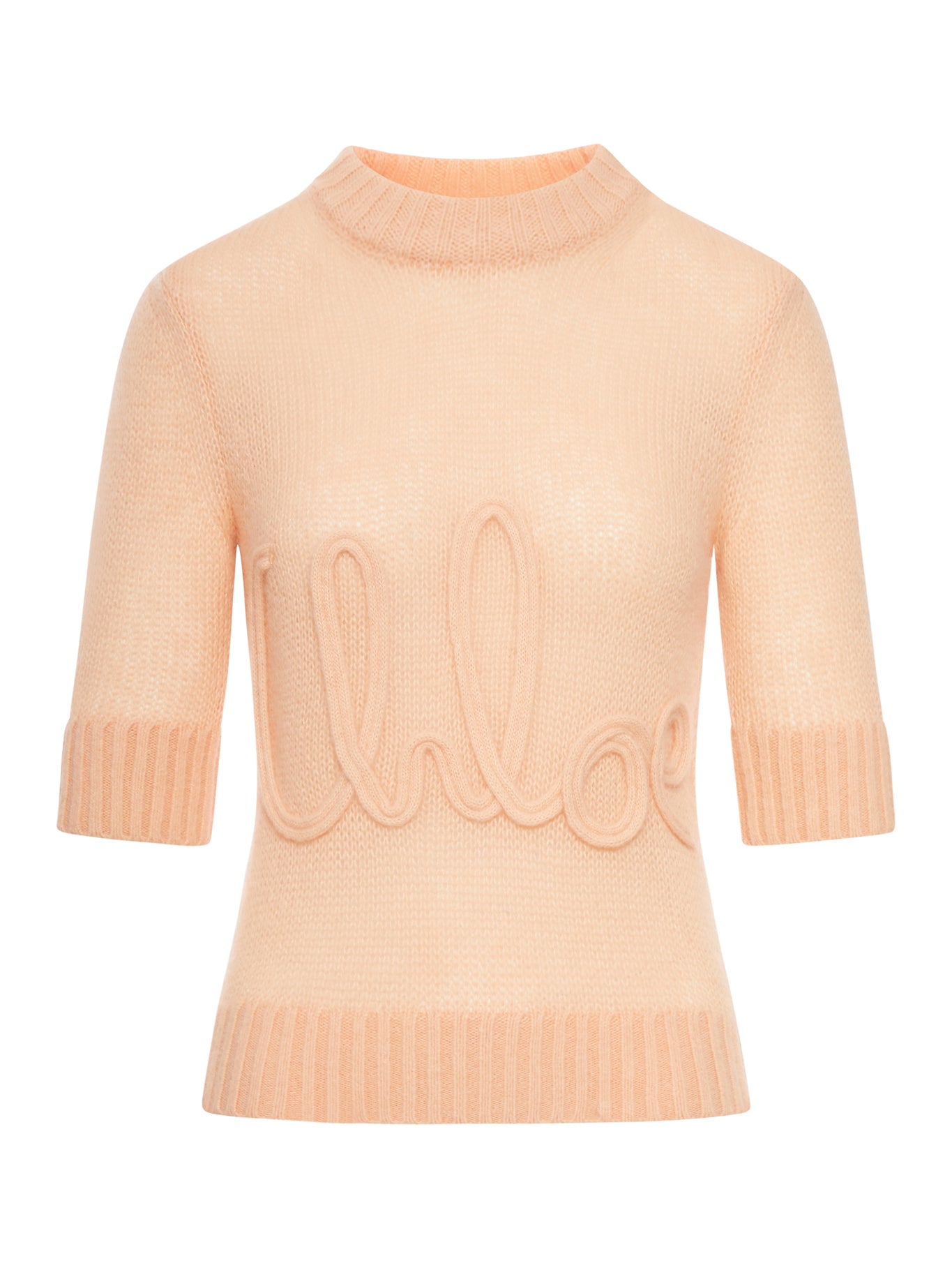 ALPACA WOOL AND SILK KNIT SWEATER WITH LOGO
