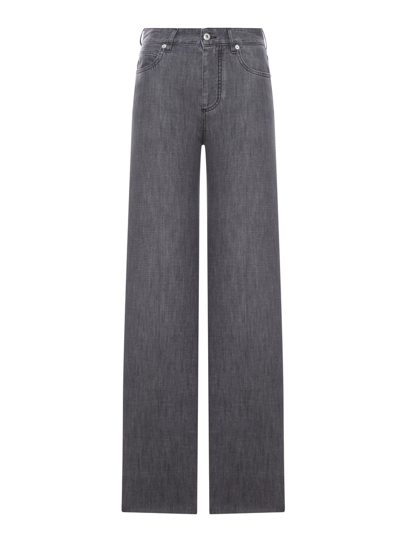 BLACK WASHED PALAZZO JEANS