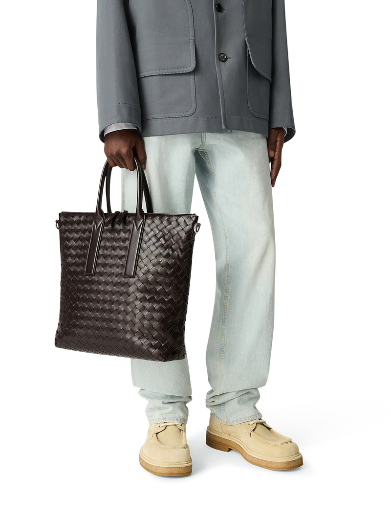 NORTH-SOUTH WOVEN TOTE BAG WITH ZIP