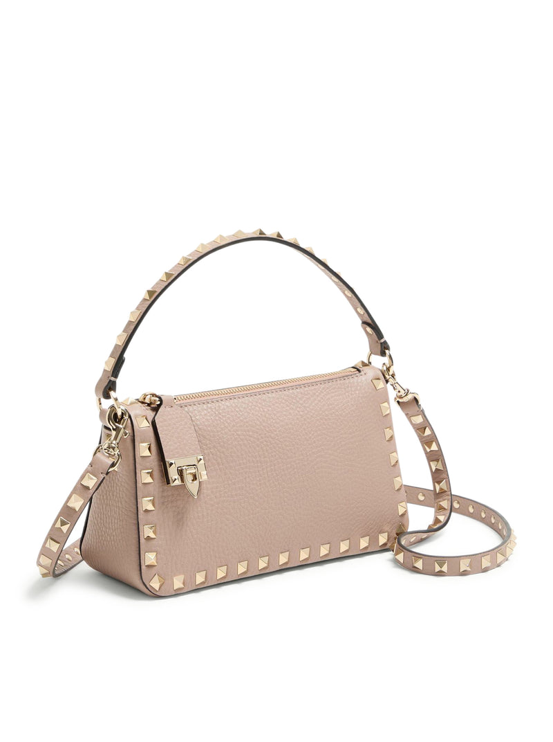SMALL ROCKSTUD SHOULDER BAG IN GARNET CALFSKIN