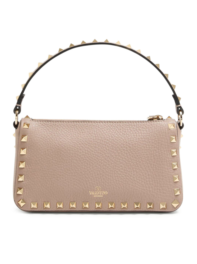 SMALL ROCKSTUD SHOULDER BAG IN GARNET CALFSKIN