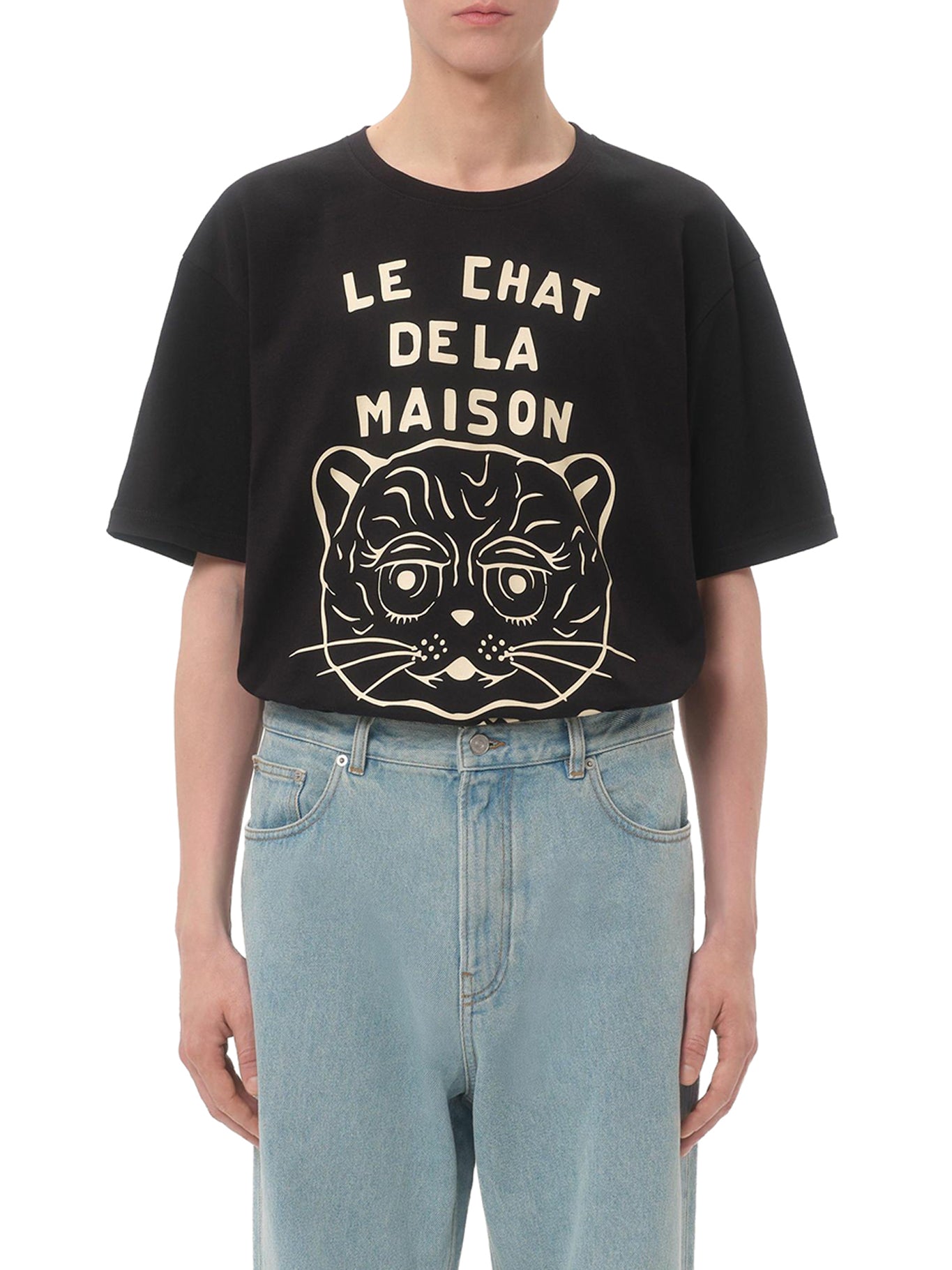 COTTON T-SHIRT WITH CHAT DE LA MAISON PRINT – Suit Negozi Row COTTON T-SHIRT WITH CHAT DE LA MAISON PRINT – Suit Negozi Row