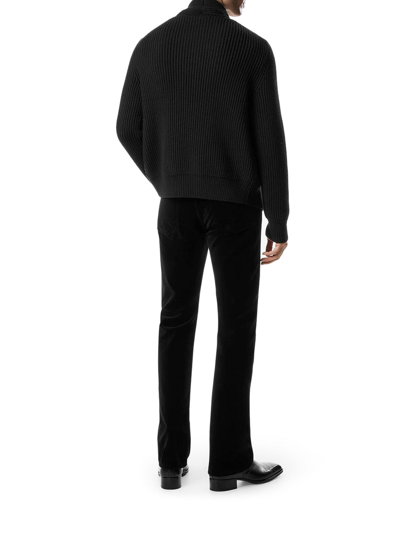 WOOL SILK SHAWL COLLAR CARDIGAN