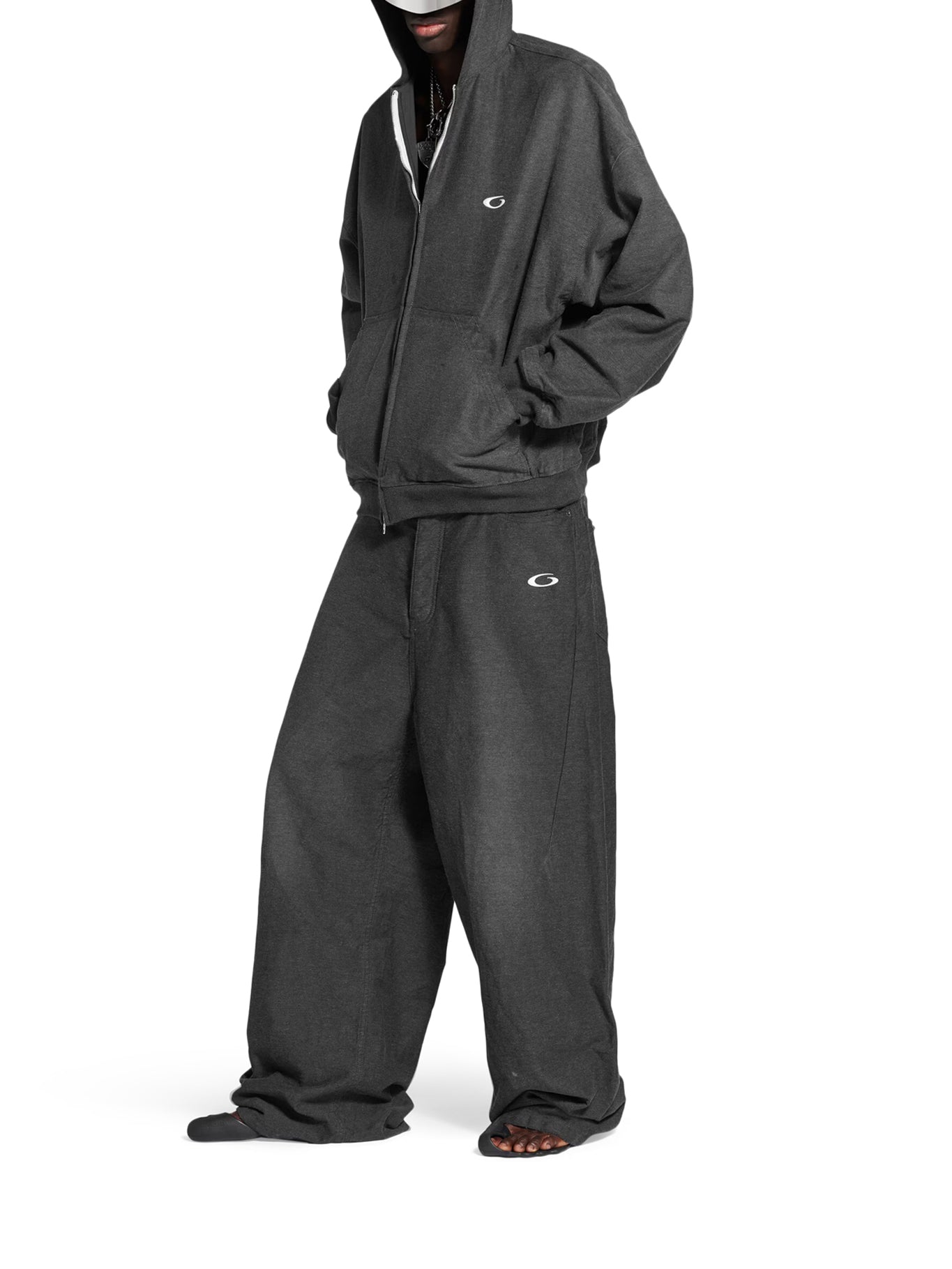 BAGGY TROMPE L`ŒIL PANTS IN COTTON DENIM