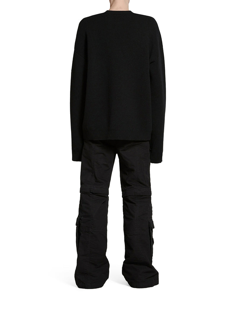 BLACK DOUBLE-FACE WOOL KNIT SWEATER