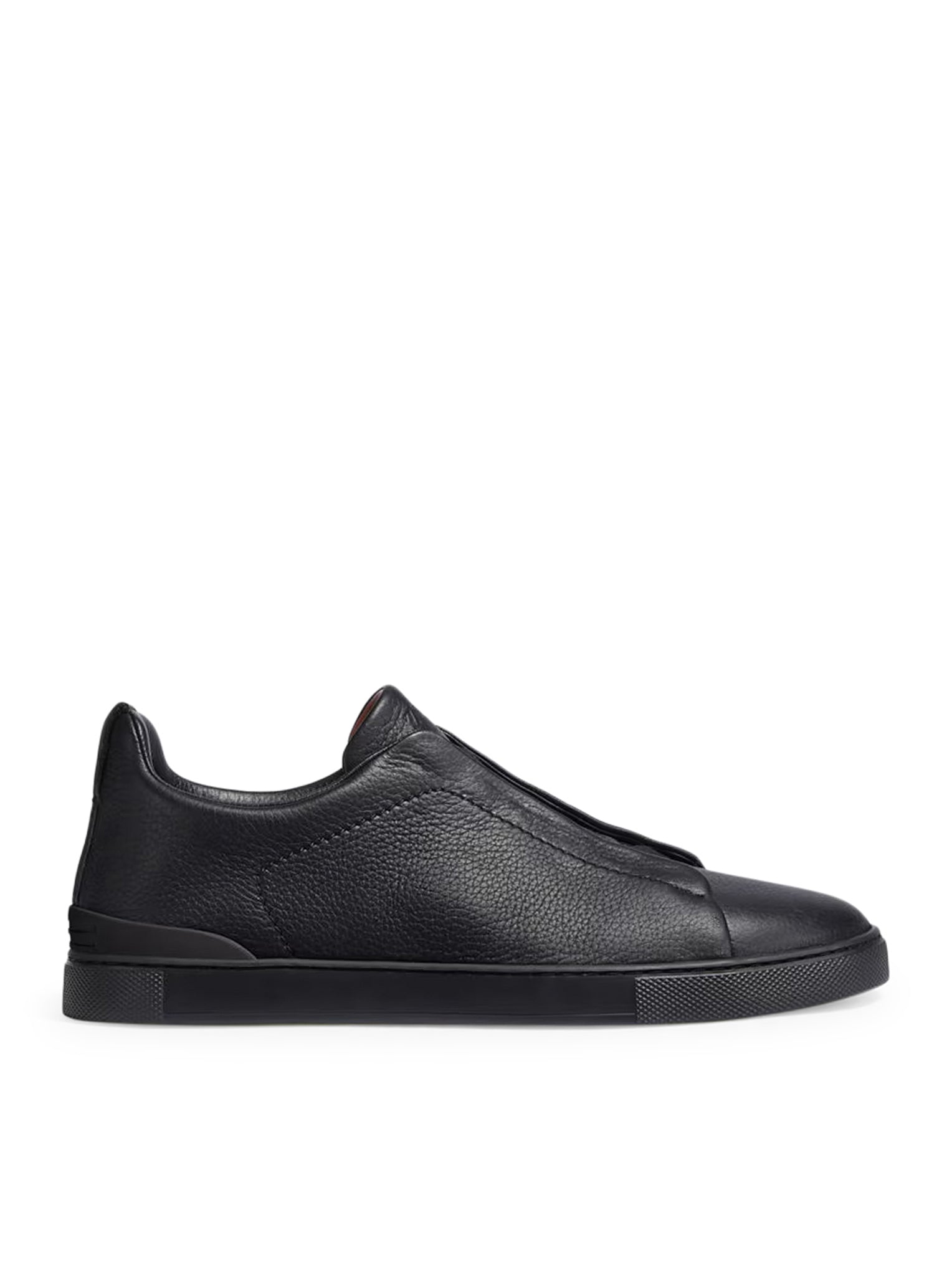 TRIPLE STITCH SNEAKERS IN BLACK DEERSKIN