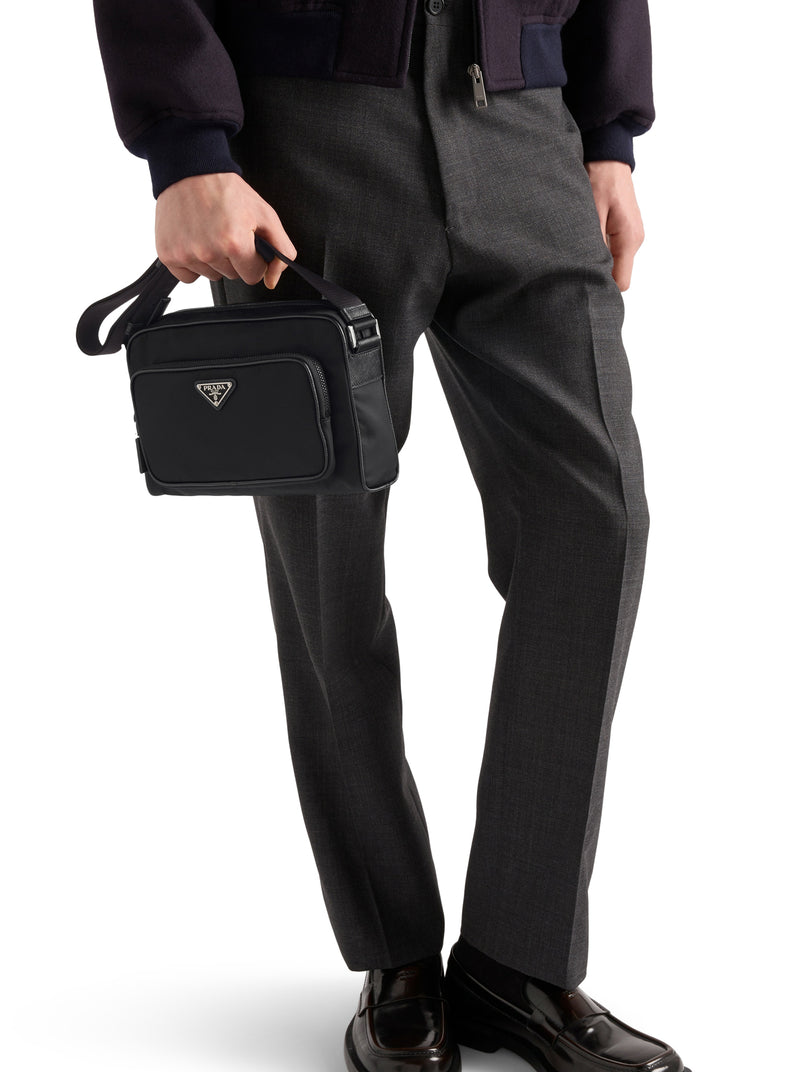 SMALL SHOULDER BAG IN RE-NYLON AND SAFFIANO