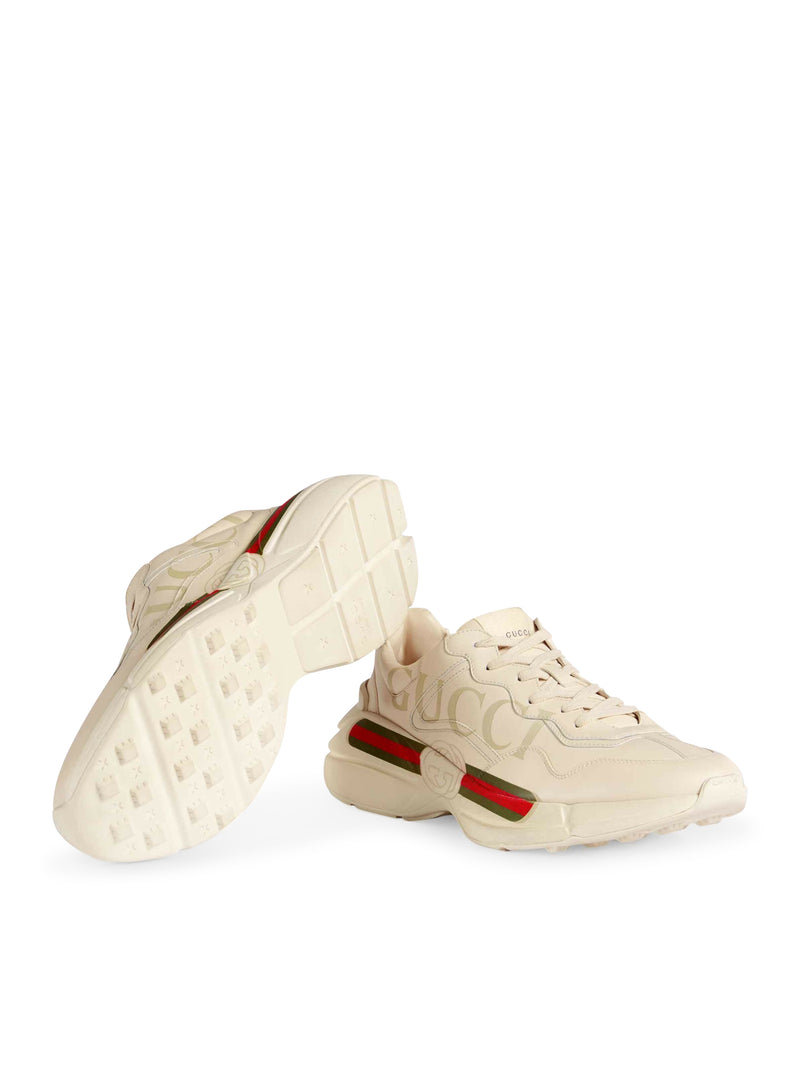 MEN`S RHYTON LEATHER WITH GUCCI LOGO