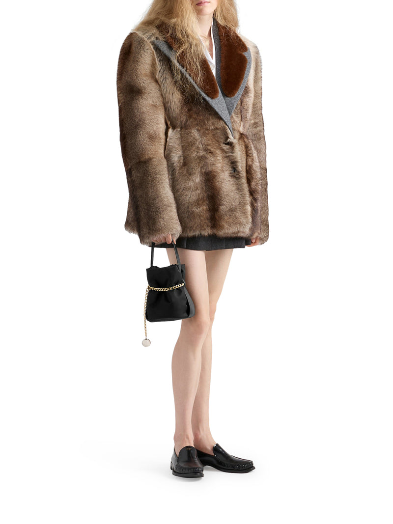 PETIT SAC NOIR MINI BUCKET BAG IN RE-NYLON AND NAPPA