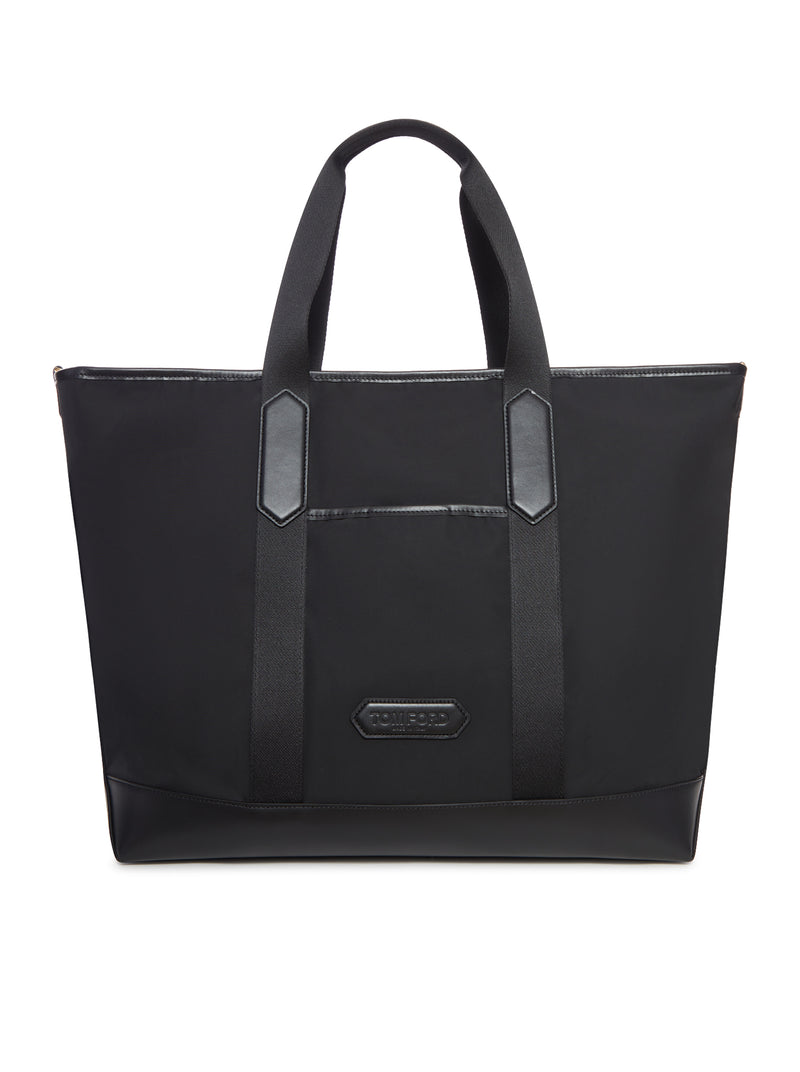 NYLON AND LEATHER TOTE BAG