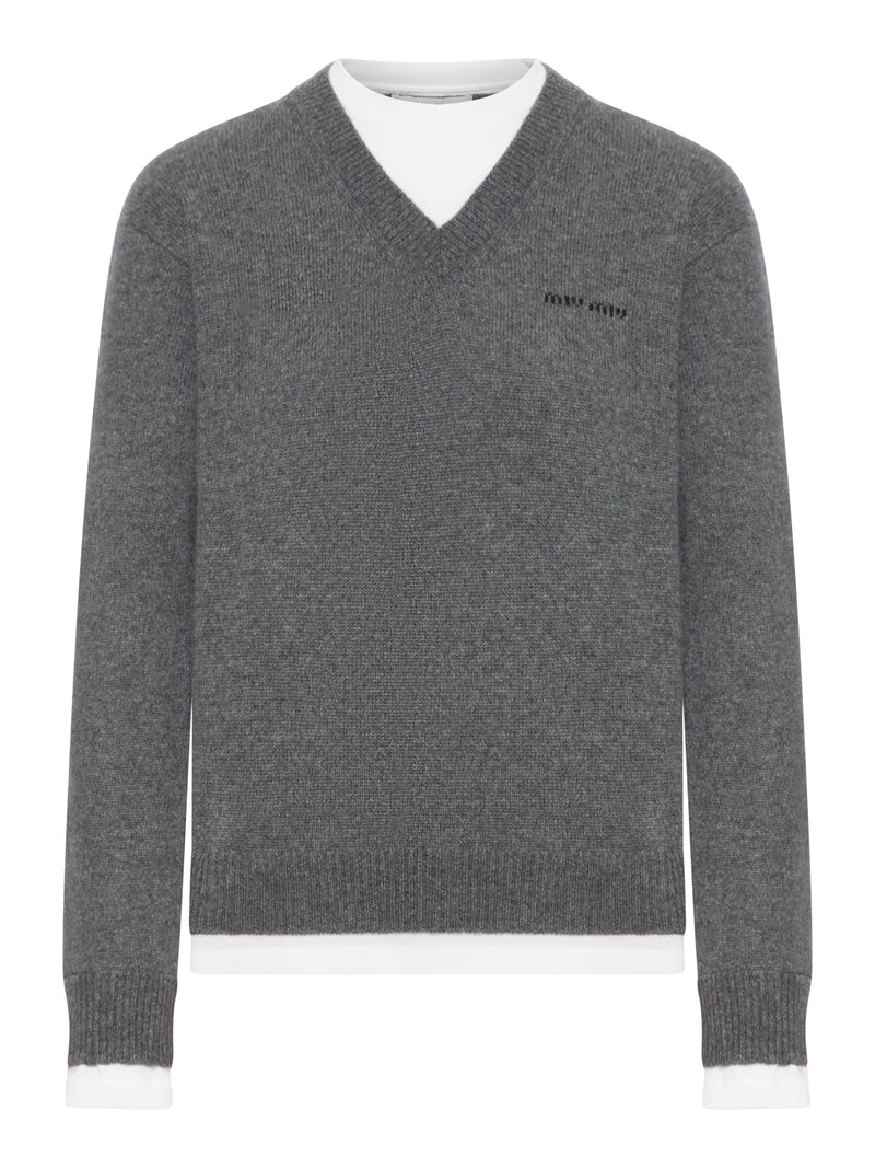 CASHMERE SWEATER WITH CONTRASTING INSERTS
